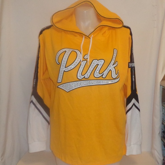 PINK Victoria's Secret Tops - VS Pink L Hoodie Sweatshirt Pullover Bling Tunic